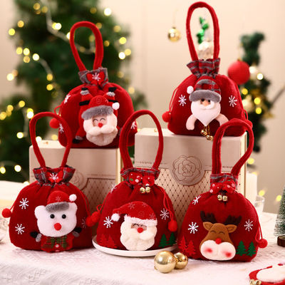 Bolso de muñeca de muñeco de nieve 3D con mango de Santa Elk OEM / ODM Bolso de dulces de Navidad aceptable