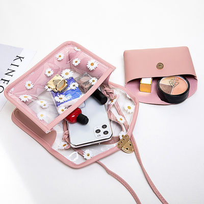 Pequeña Daisy PVC Verano Modelos coreanos transparentes Telefono celular de jalea Bolsa de Tote personalizada