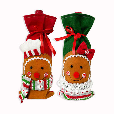 Botella de vino de Navidad Cubiertas Bolsa Muñeco de nieve Papá Noel Champagne Cubierta de botella Manga Feliz año de Navidad Decoraciones de mesa