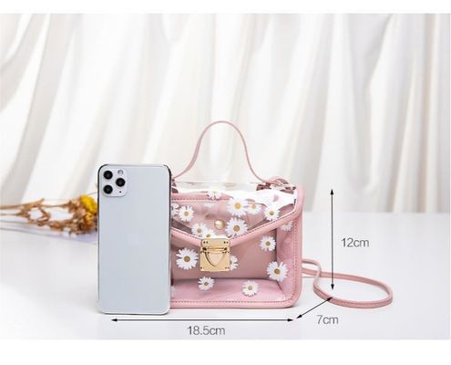 Pequeña Daisy PVC Verano Modelos coreanos transparentes Telefono celular de jalea Bolsa de Tote personalizada