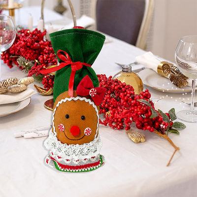 Botella de vino de Navidad Cubiertas Bolsa Muñeco de nieve Papá Noel Champagne Cubierta de botella Manga Feliz año de Navidad Decoraciones de mesa