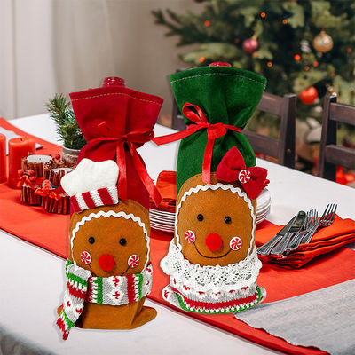 Botella de vino de Navidad Cubiertas Bolsa Muñeco de nieve Papá Noel Champagne Cubierta de botella Manga Feliz año de Navidad Decoraciones de mesa