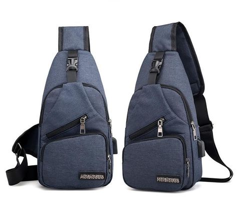 Bolso de cofre con cierre con cremallera de tela de carga USB para hombres en viajes cortos