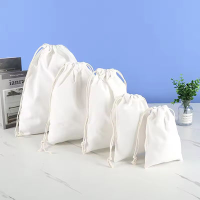Algodón orgánico muselina doble de compras lienzo de la cuerda de dibujo bolso de polvo de bolso para el calzado de bolso Logotipo personalizado