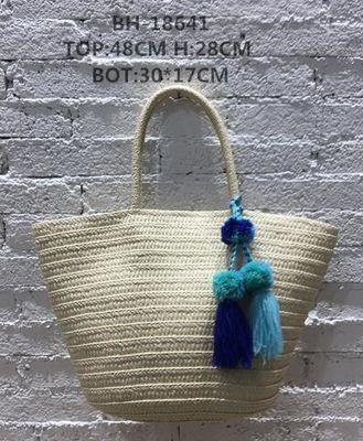 Dos correas de paja tejida bolsa de balde de playa para vacaciones de gran capacidad ocio