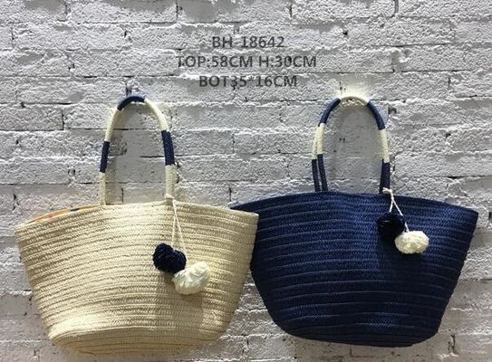 Dos correas de paja tejida bolsa de balde de playa para vacaciones de gran capacidad ocio
