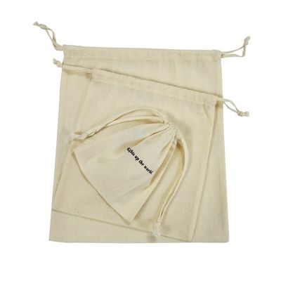 Algodón orgánico muselina doble de compras lienzo de la cuerda de dibujo bolso de polvo de bolso para el calzado de bolso Logotipo personalizado