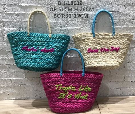 Dos correas de paja tejida bolsa de balde de playa para vacaciones de gran capacidad ocio