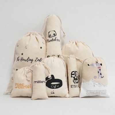 Algodón orgánico muselina doble de compras lienzo de la cuerda de dibujo bolso de polvo de bolso para el calzado de bolso Logotipo personalizado