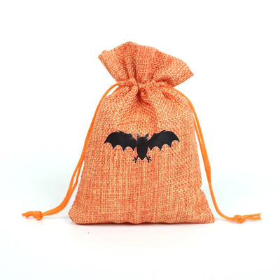 Bolsa de regalo de calabaza 9 * 12cm Festival de naranja de Halloween de cuerda de dibujo de material de rebanada