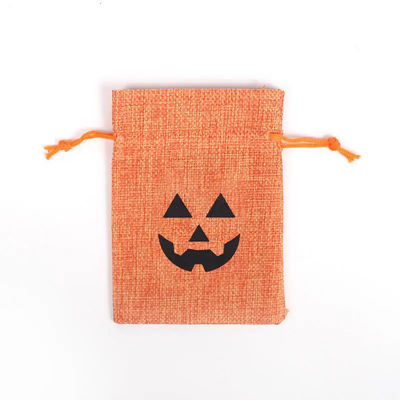 Bolsa de regalo de calabaza 9 * 12cm Festival de naranja de Halloween de cuerda de dibujo de material de rebanada