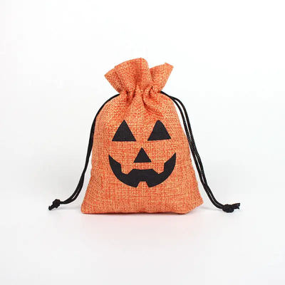 Bolsa de regalo de calabaza 9 * 12cm Festival de naranja de Halloween de cuerda de dibujo de material de rebanada