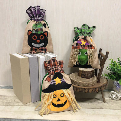 Bolso de dulces de Halloween de color personalizado con cuerda de tira Bolso de regalo creativo no tejido