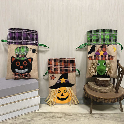 Bolso de dulces de Halloween de color personalizado con cuerda de tira Bolso de regalo creativo no tejido