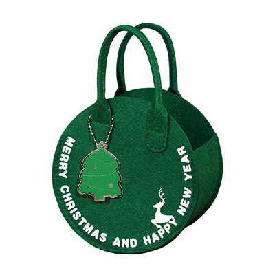 Bolso de Felt de Navidad de moda Bolso de compras de Papá Noel rojo con diseño de bolso de regalo redondo