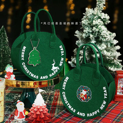 Bolso de Felt de Navidad de moda Bolso de compras de Papá Noel rojo con diseño de bolso de regalo redondo