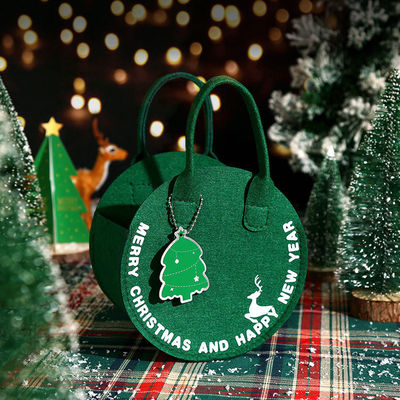 Bolso de Felt de Navidad de moda Bolso de compras de Papá Noel rojo con diseño de bolso de regalo redondo