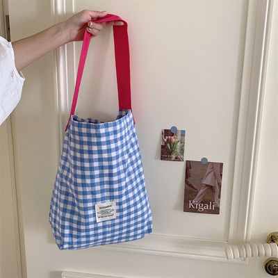 Bolso de hombro de monograma de color a medida para mujeres Bolso de toque de Gingham de gran capacidad