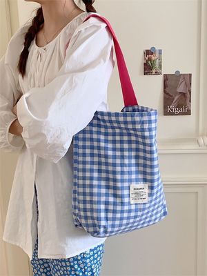 Bolso de hombro de monograma de color a medida para mujeres Bolso de toque de Gingham de gran capacidad