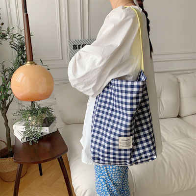 Bolso de hombro de monograma de color a medida para mujeres Bolso de toque de Gingham de gran capacidad