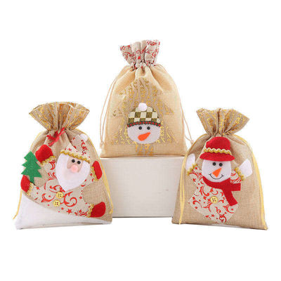 OEM/ODM aceptado de lienzo Santa bolso de galletas para Navidad Barco de punto bolsas de regalos de borla