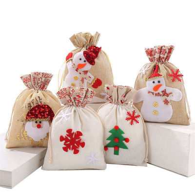 OEM/ODM aceptado de lienzo Santa bolso de galletas para Navidad Barco de punto bolsas de regalos de borla