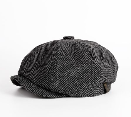 Sombrero masculino de primavera y otoño Boina de lana teñida sencilla con diseño octogonal retro de Inglaterra