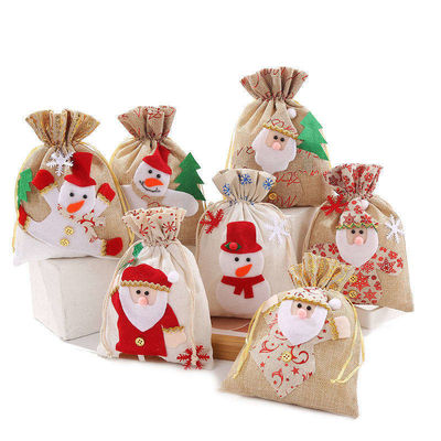 OEM/ODM aceptado de lienzo Santa bolso de galletas para Navidad Barco de punto bolsas de regalos de borla