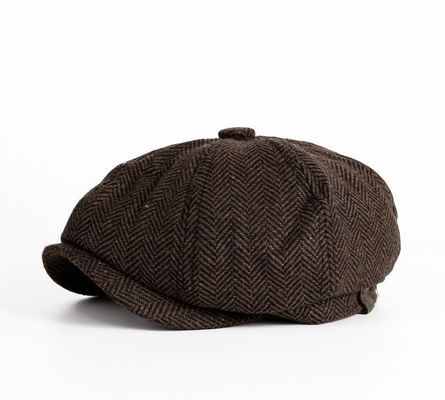 Sombrero masculino de primavera y otoño Boina de lana teñida sencilla con diseño octogonal retro de Inglaterra
