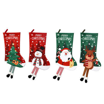 Tipo de cierre abierto Decoración de medias navideñas Bolso de regalo de muñeco de nieve para colgante de chimenea