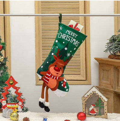 Tipo de cierre abierto Decoración de medias navideñas Bolso de regalo de muñeco de nieve para colgante de chimenea