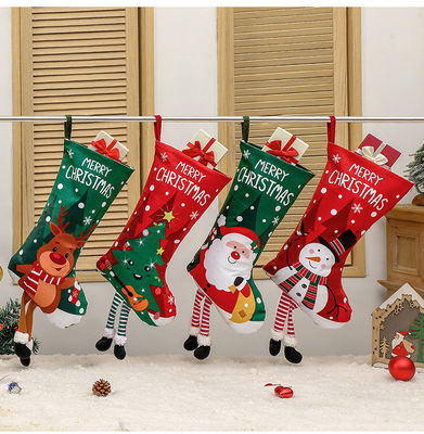 Tipo de cierre abierto Decoración de medias navideñas Bolso de regalo de muñeco de nieve para colgante de chimenea