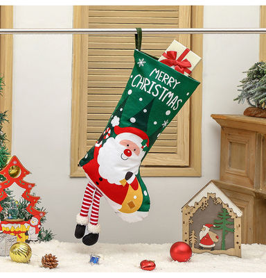 Tipo de cierre abierto Decoración de medias navideñas Bolso de regalo de muñeco de nieve para colgante de chimenea