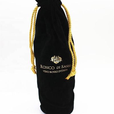 Cubre botellas de vino de terciopelo de todas las estaciones con cuerda de tracción y embalaje de vino con logotipo