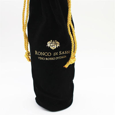 Cubre botellas de vino de terciopelo de todas las estaciones con cuerda de tracción y embalaje de vino con logotipo
