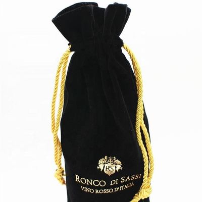 Cubre botellas de vino de terciopelo de todas las estaciones con cuerda de tracción y embalaje de vino con logotipo