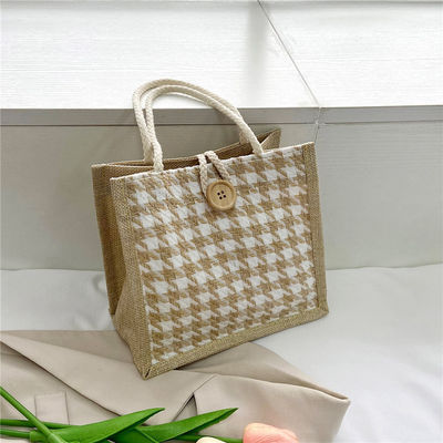 Estilo de embrague de lienzo ecológico de baja calidad reciclable simple regalo de Hessian Mini bolsas de yute