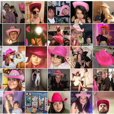 Sombrero de vaquero occidental rosa con corona rosa claro y logotipo personalizable