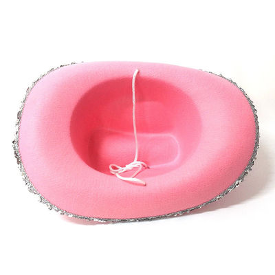 Sombrero de vaquero occidental rosa con corona rosa claro y logotipo personalizable