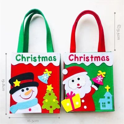 Bolso de Navidad de color personalizado con Papá Noel de feltro hecho a mano, hombre de nieve, diseño de renos.
