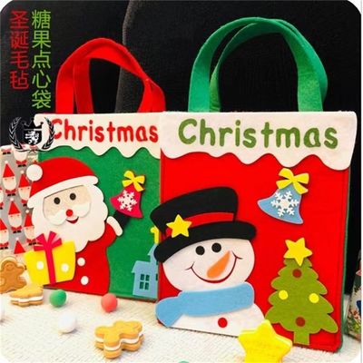 Bolso de Navidad de color personalizado con Papá Noel de feltro hecho a mano, hombre de nieve, diseño de renos.