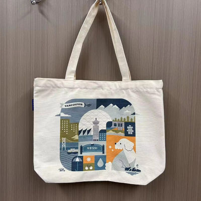 El último estilo de moda de diseño de logotipo impreso personalizado Bolsa de algodón con cremallera y lienzo