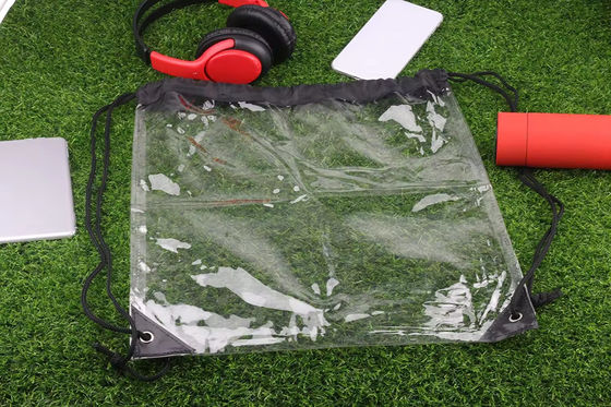 Comercialización de PVC impermeable Mochila transparente Bolsa de bolso de cuerda de tira con diseño impreso a medida