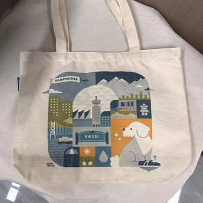 El último estilo de moda de diseño de logotipo impreso personalizado Bolsa de algodón con cremallera y lienzo