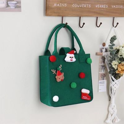 Bolso de fieltro de colores rojos Logotipo personalizado Bolso de regalo de Navidad aceptado para el estilo Ins
