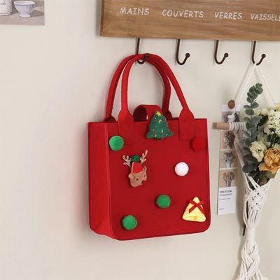 Bolso de fieltro de colores rojos Logotipo personalizado Bolso de regalo de Navidad aceptado para el estilo Ins