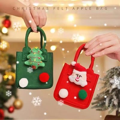 Bolso de fieltro de colores rojos Logotipo personalizado Bolso de regalo de Navidad aceptado para el estilo Ins