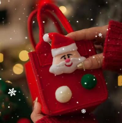 Bolso de fieltro de colores rojos Logotipo personalizado Bolso de regalo de Navidad aceptado para el estilo Ins