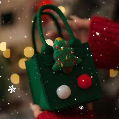 Bolso de fieltro de colores rojos Logotipo personalizado Bolso de regalo de Navidad aceptado para el estilo Ins
