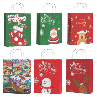 Logotipo personalizado aceptado Bolsa de papel Kraft certificada FSC para compras de Navidad sostenibles